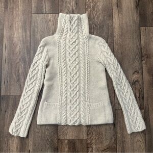 James Perse 100% Cashmere Pockets Mock Neck Sweater Sz 2 Off-White